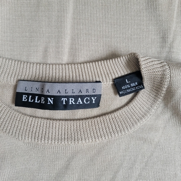 Tan Woman's Silk Knit Top L - Picture 3 of 4